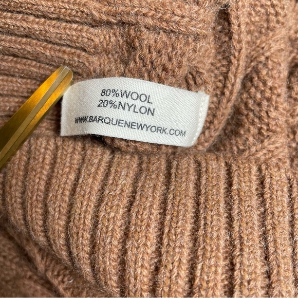 Barque Men’s Camel Brown Cable Knit Wool Blend Sweater Size L - Picture 8 of 12